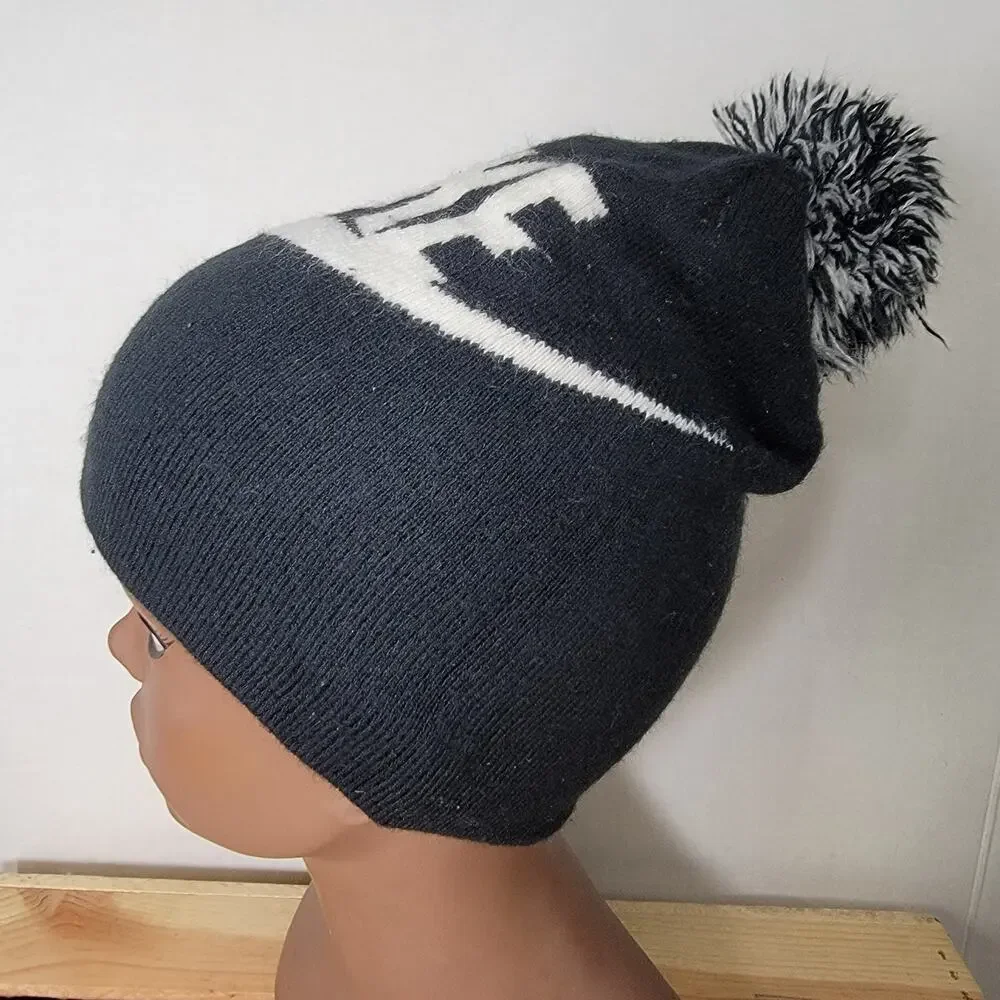Nike Youth Black & White Knit Beanie w/ Pom